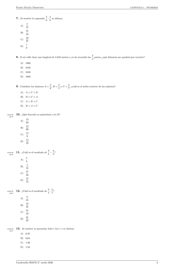 Cuadernillo SIMCE Matemática 2 medio