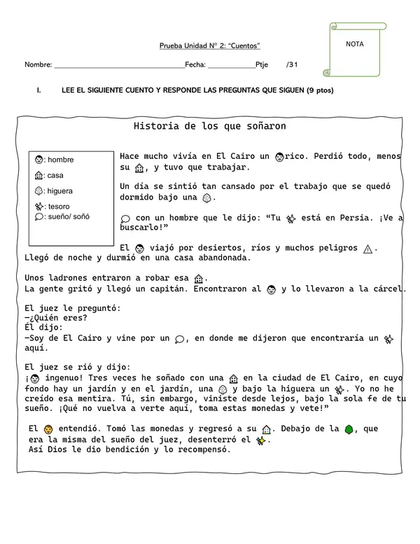 Evaluación comprensión de cuentos