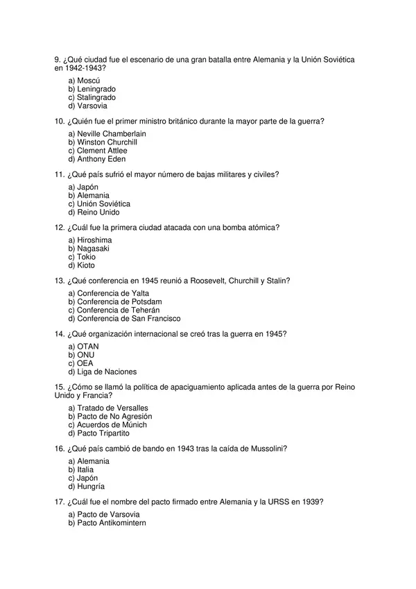 Evaluación de la segunda guerra mundial