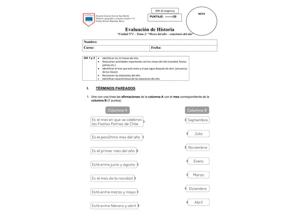 EVALUACIÓN MESES Y ESTACIONES DEL AÑO