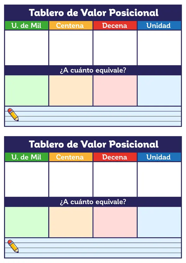 Tabla de Valor Posicional - Lista para Imprimir