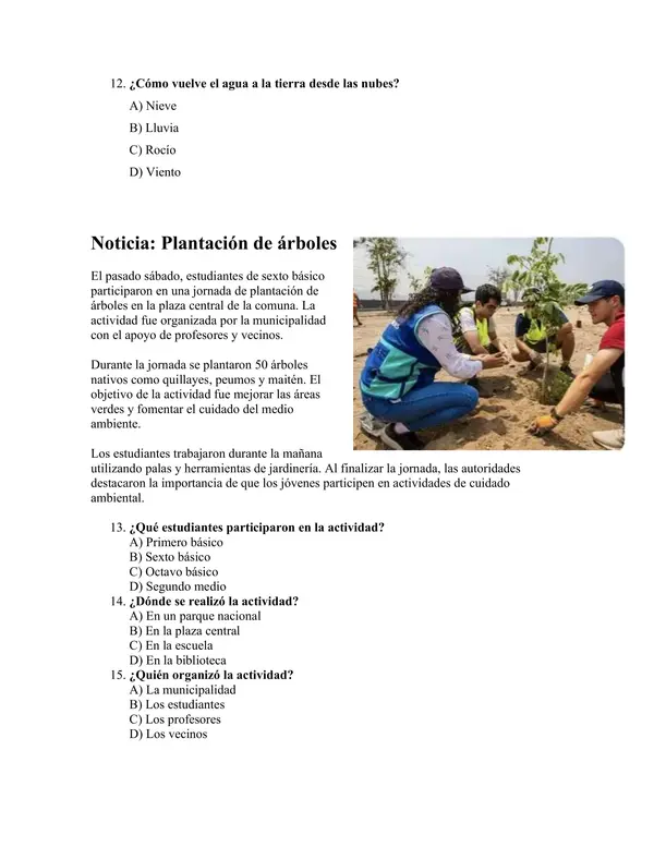 Ensayo SIMCE N°1 de leguaje para 6° Básico