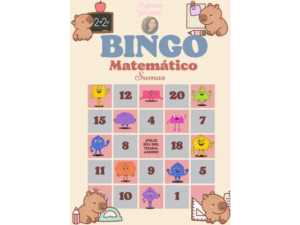 Bingo de sumas hasta el 20