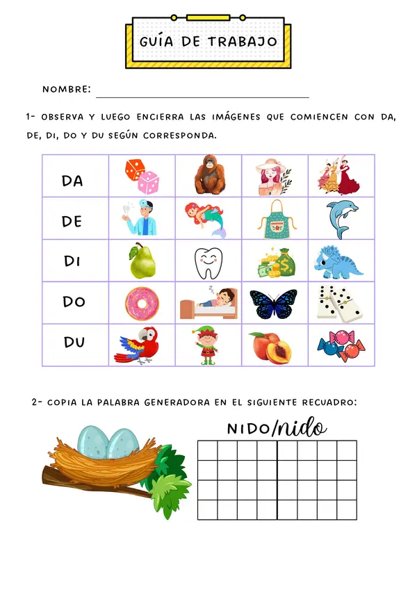 GUÍA LECCIÓN LORO - NIDO - PINO - PATO