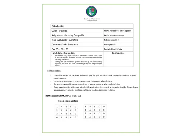 Evaluación - Economía colonial (general y adecuada)