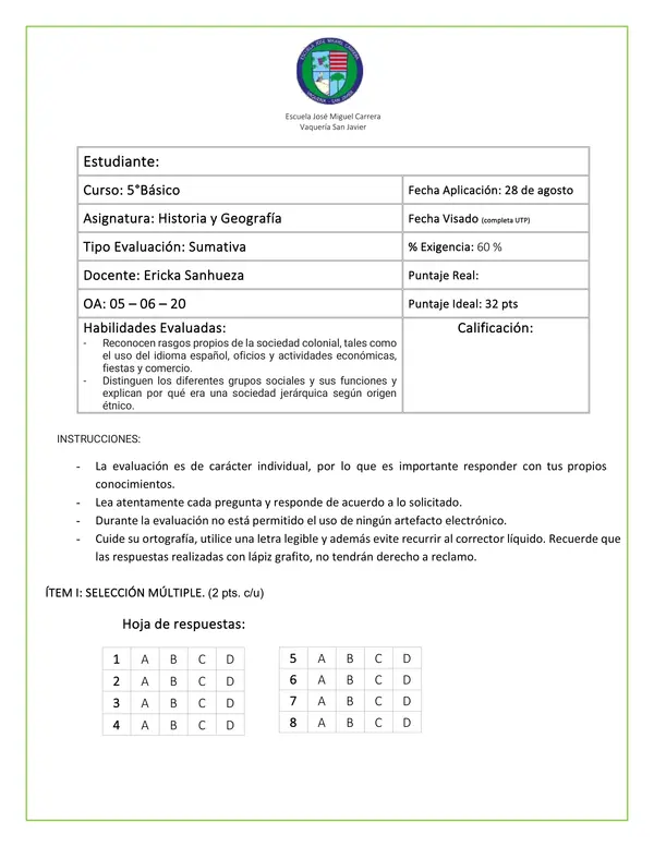 Evaluación - Economía colonial (general y adecuada)