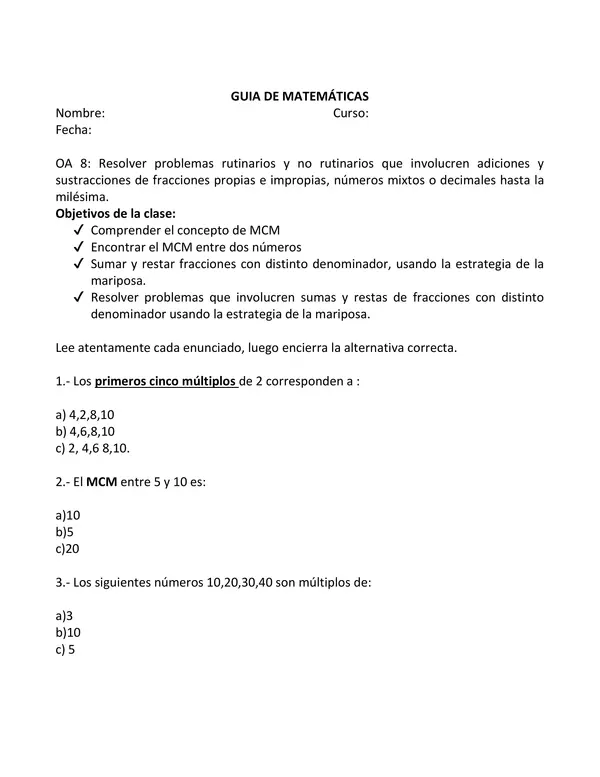 Sumas y restas de fracciones con distinto denominador
