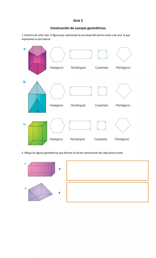 Guía  Construcción de cuerpos geométricos, OCTAVO BASICO, MATEMATICAS, UNIDAD 3