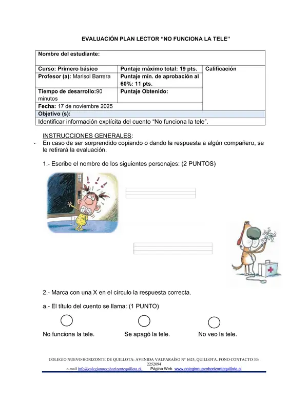 Evaluación "No funciona la Tele"