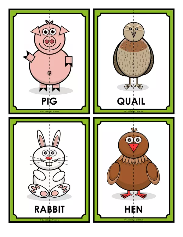 Flash Cards Thed Farm Puzzle Cut Color Animals