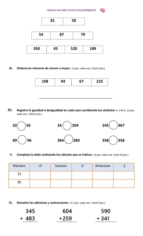 Prueba de matemática segundo básico Unidad 2