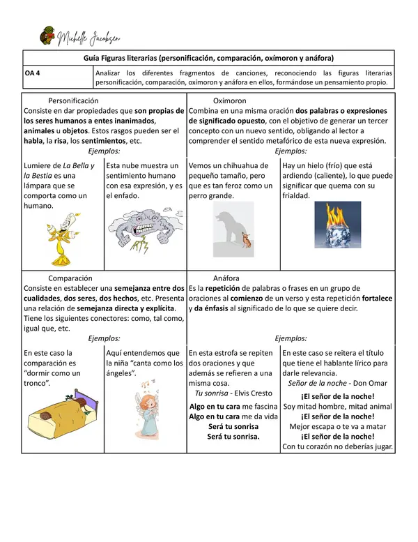 6- Guía Figuras literarias (personificación, comparación, oxímoron y anáfora)