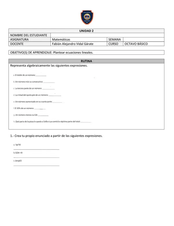 Plantear ecuaciones lineales.