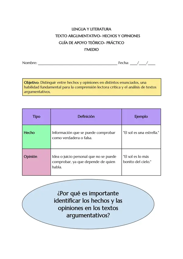 Guía Hechos y opiniones