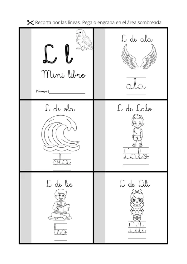 mini libro letra l
