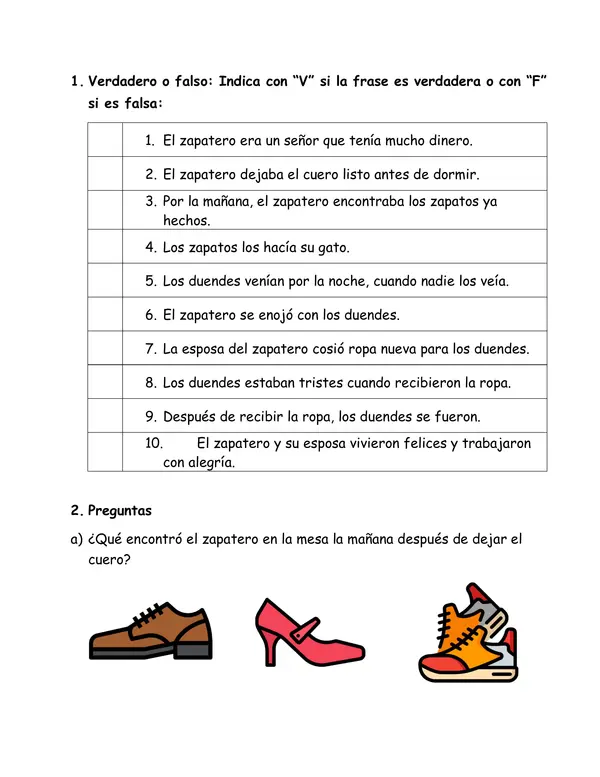 Prueba libro "El zapatero y los duendes"