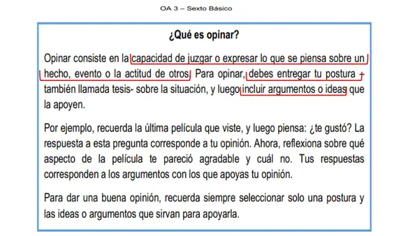 Clase "opinión" sobre narraciones 6°