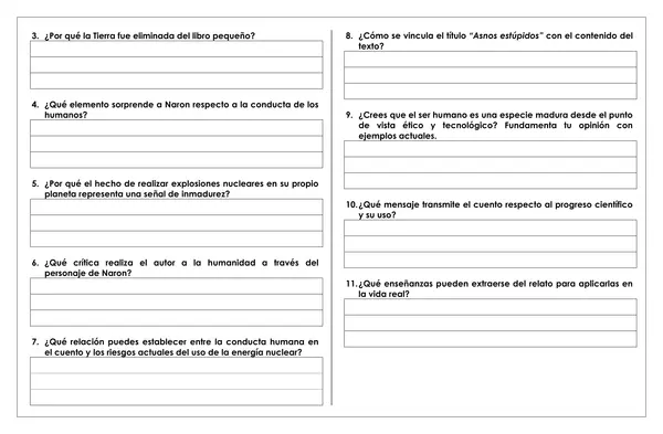Guía de trabajo - relato de ciencia ficción "Asnos estúpidos"