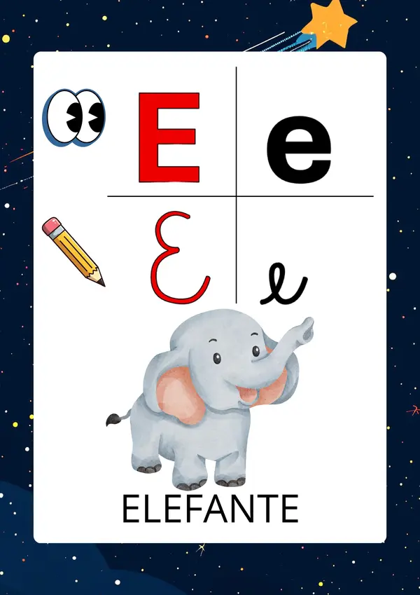 Vocales en sus 4 formatos tematica del universo