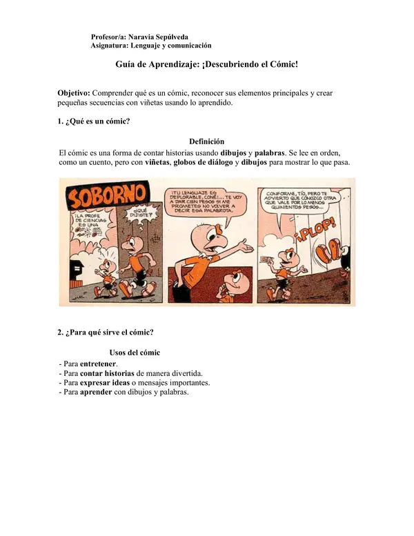GUÍA DE REPASO "EL CÓMIC"
