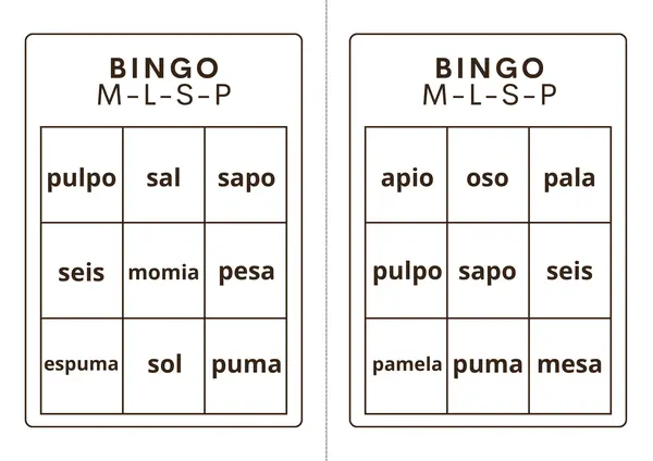 Bingo letras M-L-S-P