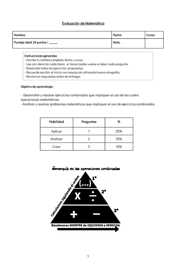 Evaluación de ejercicios combinados