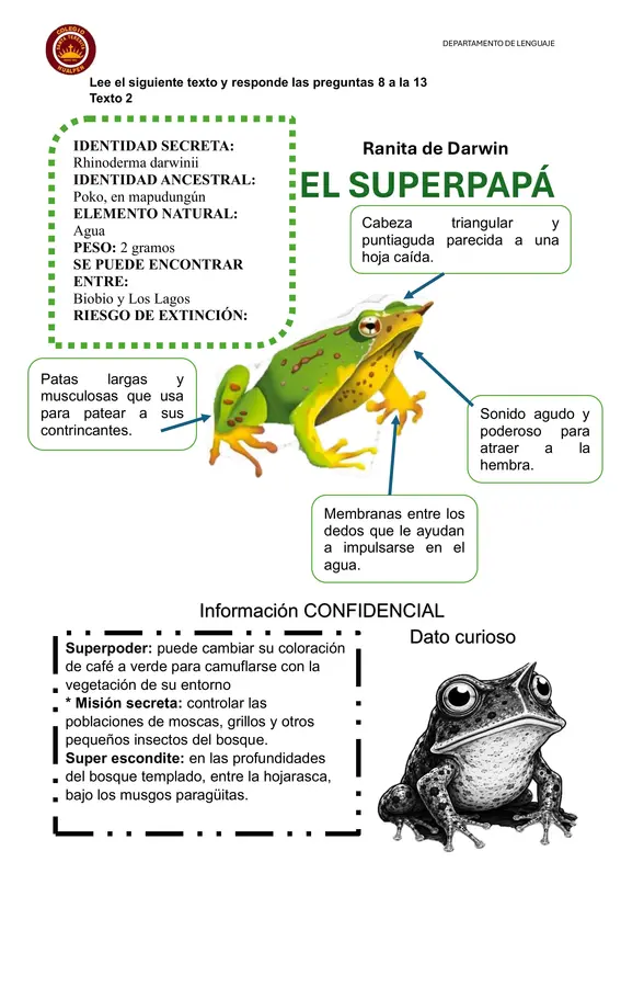 Guía de comprensión de lectura 4°