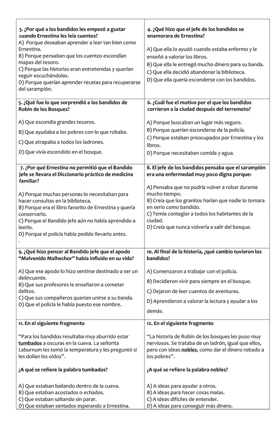 Evaluación lectura complementaria "El secuestro de la bibliotecaria" 2026