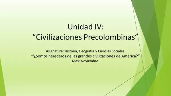 PRESENTACION CULTURAS PRECOLOMBINAS, SEPTIMO BASICO, HISTORIA