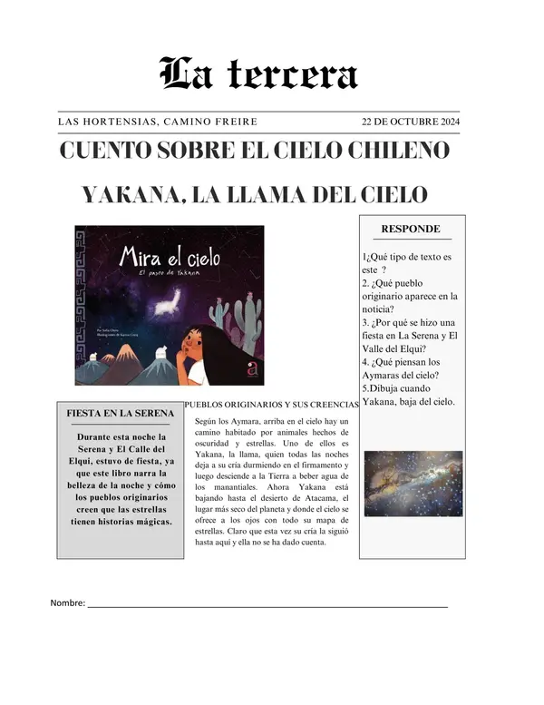 Noticia de texto de leo primero de 3° básico