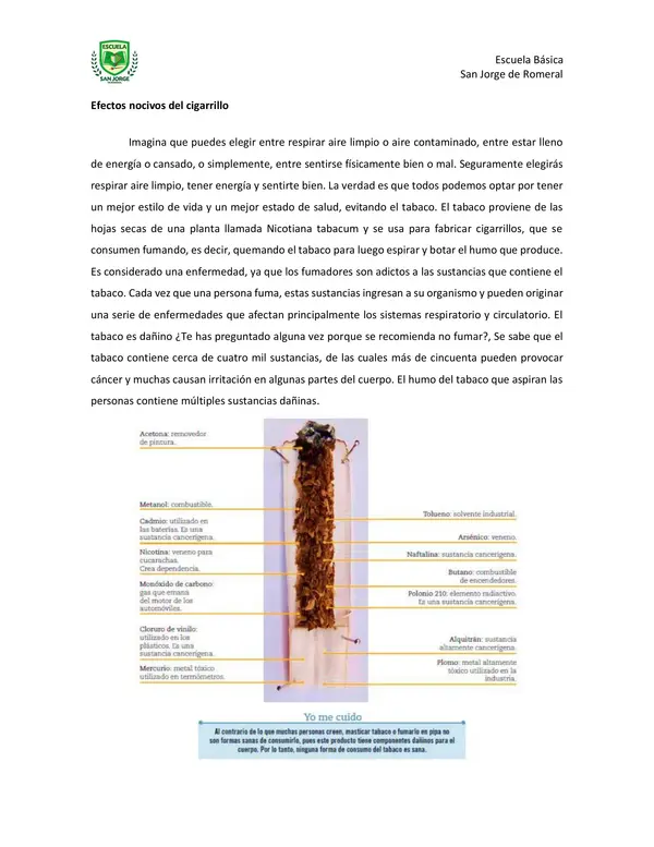 Trabajo de investigaciòn sobre daño que causa el consumo del cigarrillo