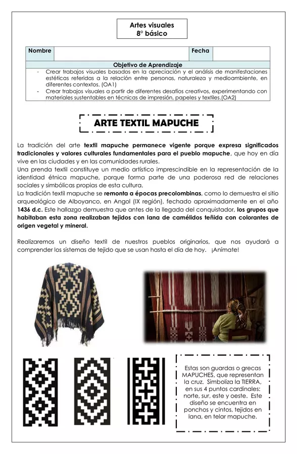 Artes visuales - Arte textil mapuche - 8° básico