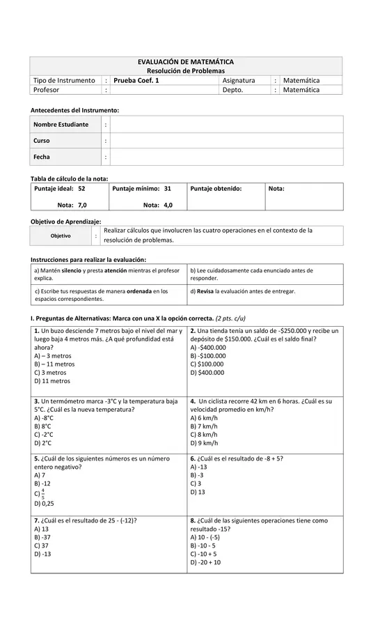 Prueba Resolución de problemas