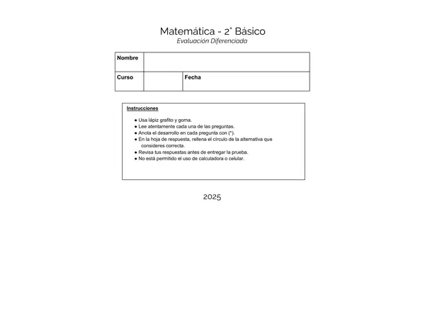 Evaluación 2 básico matemática 