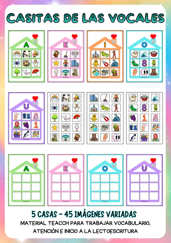 Casitas de las Vocales (Identifica y clasifica)