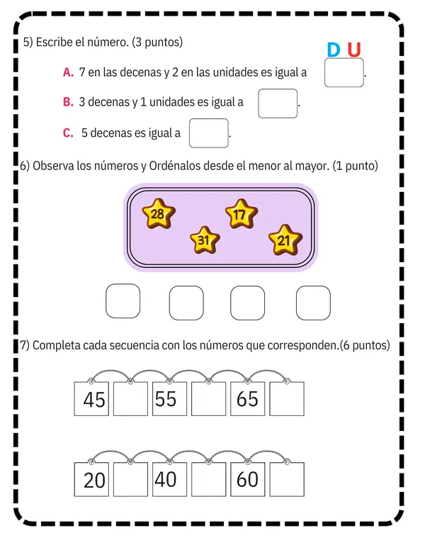 Prueba de matemática segundo básico 