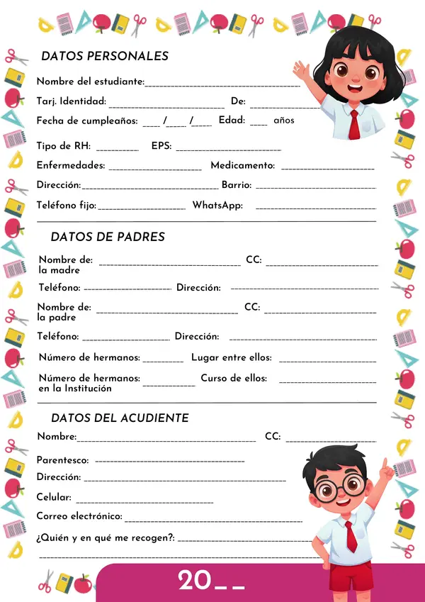 Ficha de datos del estudiante