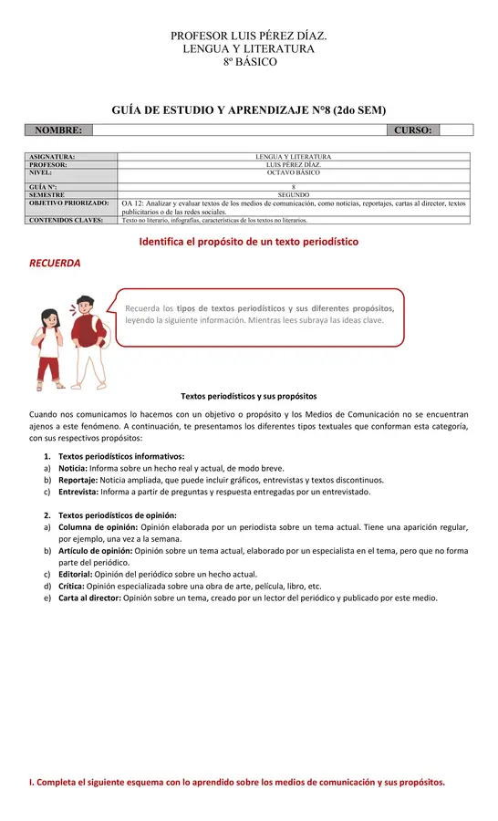 Texto no Lit. .- "Identifica el propósito de un texto P." - Lengua Y Literatura