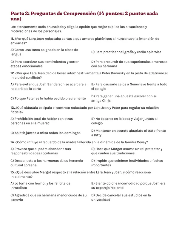 Evaluación Película "A todos los chicos de los que me enamoré"