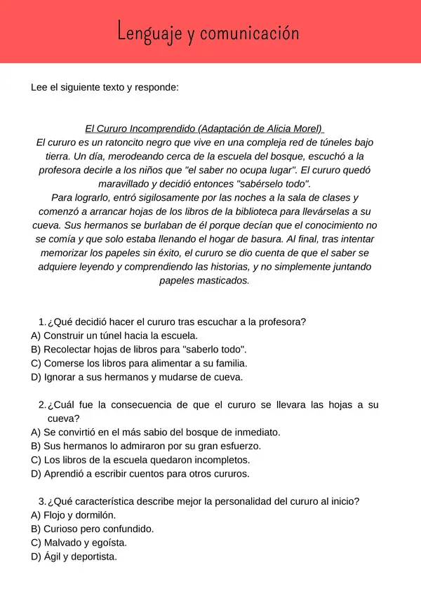Ensayo examen libre 4to Básico 2026