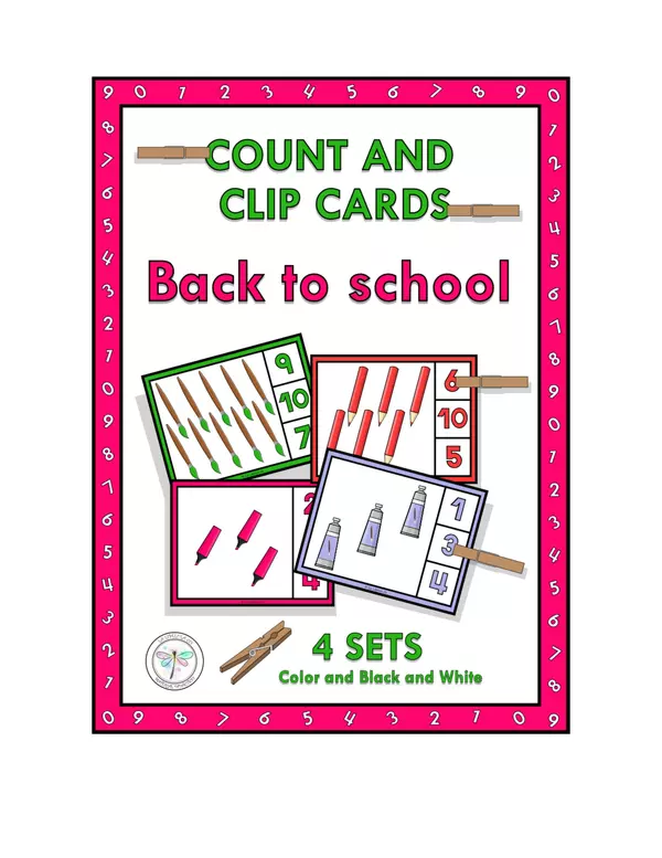 Count and Clip Cards back to school a contar regreso a clase