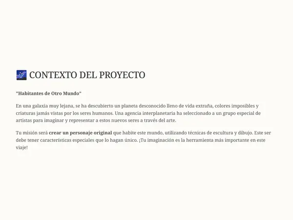 Habitantes de otro mundo (Actividad Artes y Tecnología)