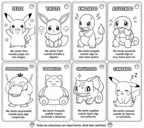 Tarjetas de Emociones Pokemon