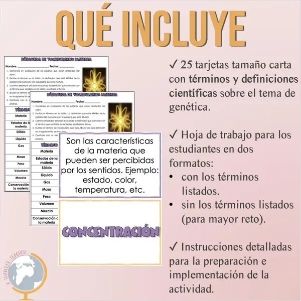 Vocabulario Materia Búsqueda del Tesoro