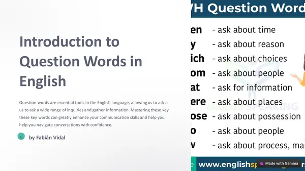 "Question words in English" en inglés