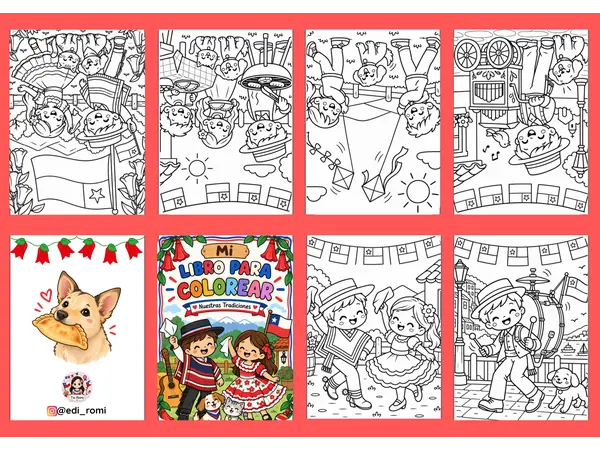 Mini librito para colorear Fiestas Patrias "Nuestras tradiciones"