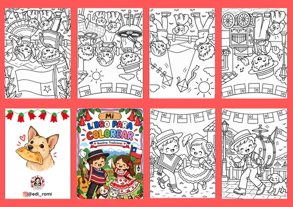 Mini librito para colorear Fiestas Patrias "Nuestras tradiciones"