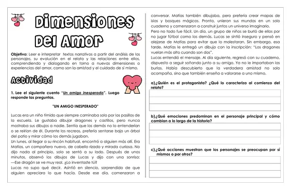 Guía de trabajo - Dimensiones del amor