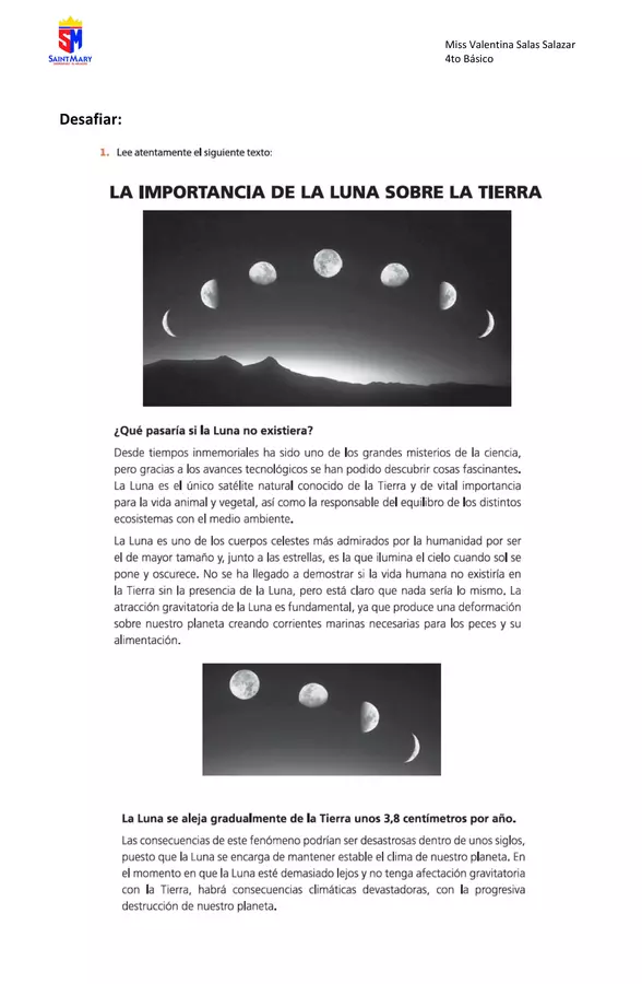 Guía comprensión de lectura de texto informativo 4to básico