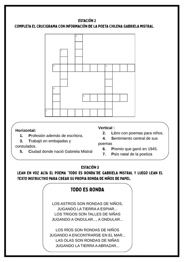 Descarga esta completa secuencia de actividades sobre la vida de Gabriela Mistral.  